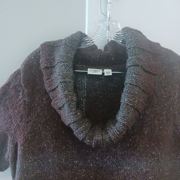 Cato Womans Plus Size 18/20 Wool Blend Purple Short Sleeve Cowl Neck Sweater Top - Picture 3 of 4